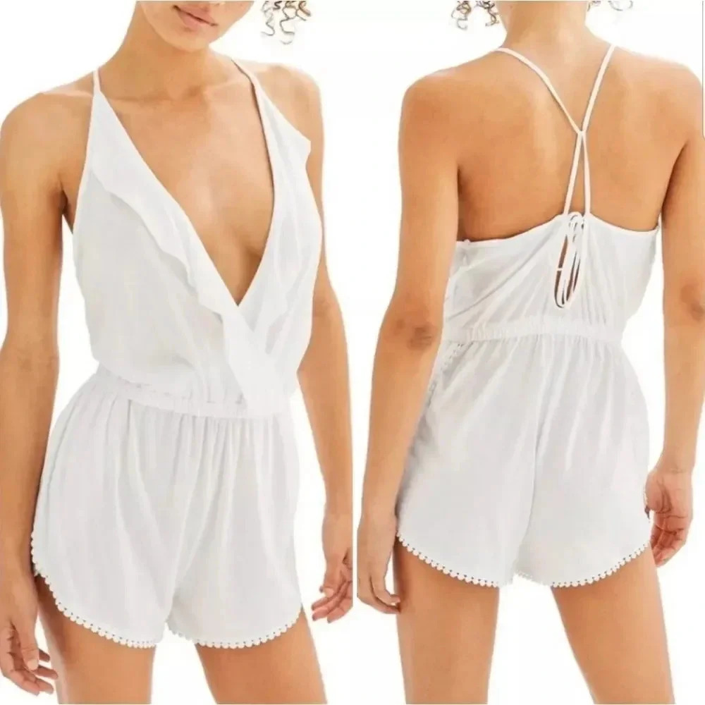 Topshop White Wrap Romper